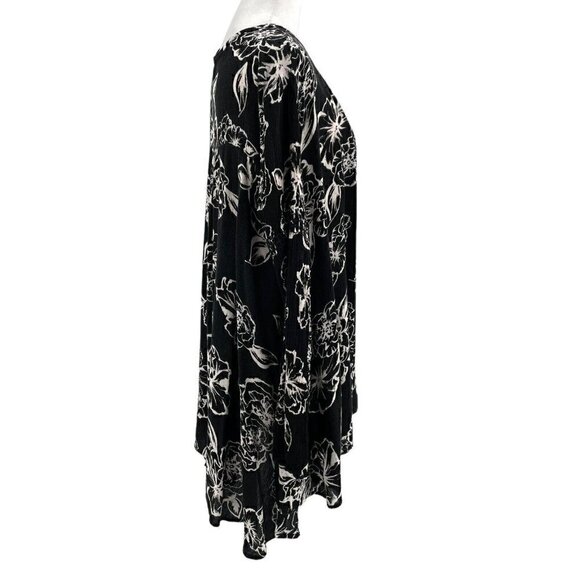 Free People Floral Swing Tunic Mini Dress Pockets Black White Boho sz Small - Picture 3 of 8